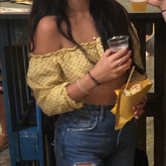 YELLOW PRINTED CROP - Picture 2 of 3